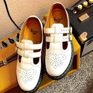 White leather Mary Jane Dr. Martens